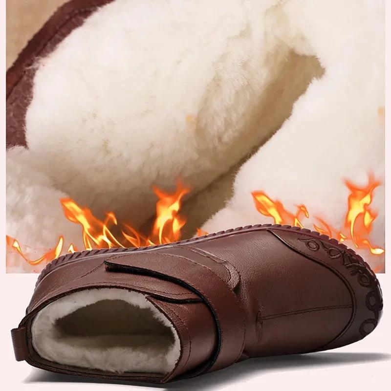 Botas de couro PU com forro de pelúcia