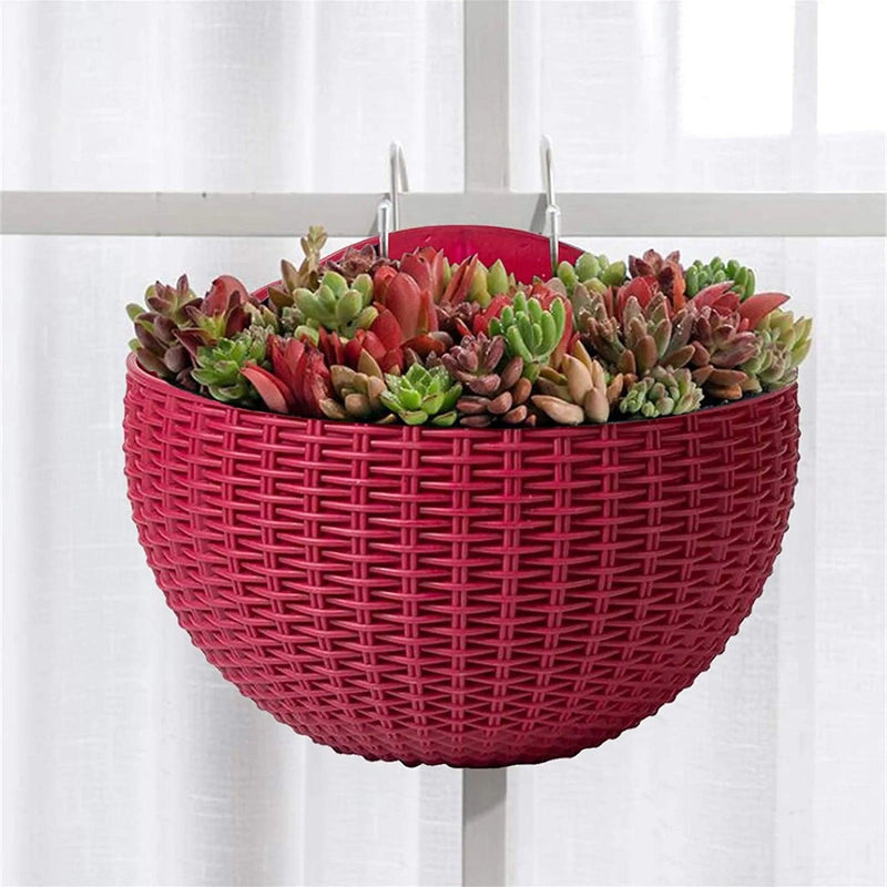 Vaso de plástico semicircular estilo Rattan decoração de parede