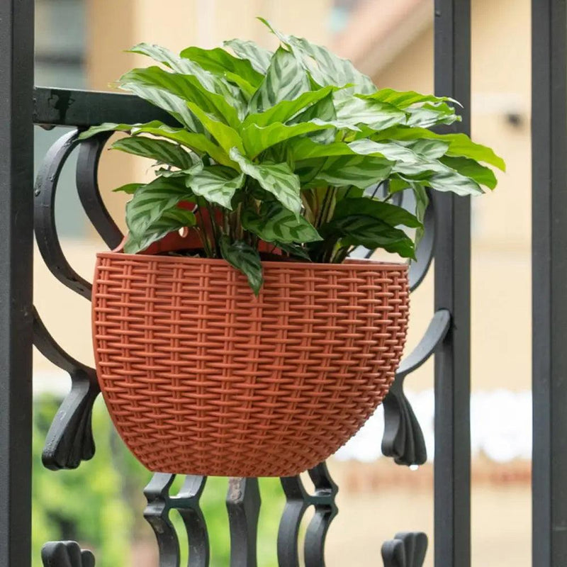 Vaso de plástico semicircular estilo Rattan decoração de parede