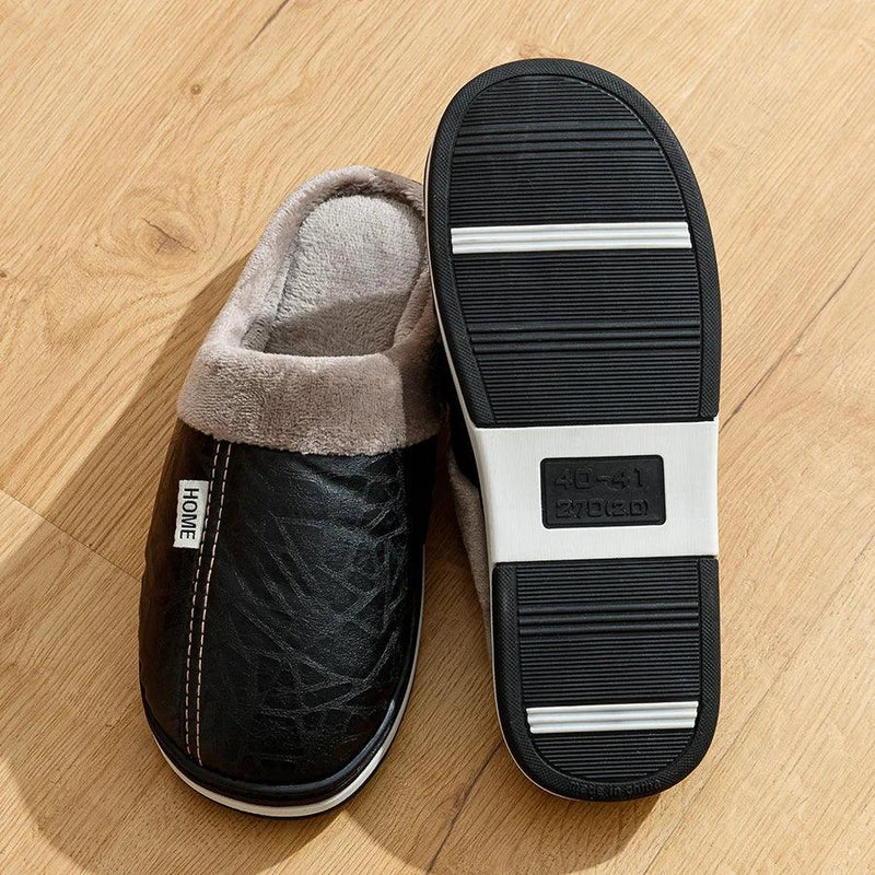 Chinelo inverno impermeável de couro PU masculino - alilo presentes