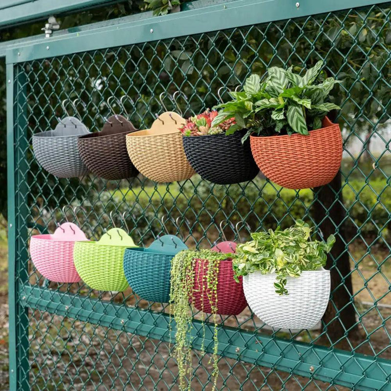 Vaso de plástico semicircular estilo Rattan decoração de parede