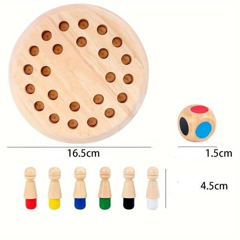 Jogo da memória tabuleiro com pinos e dado colorido