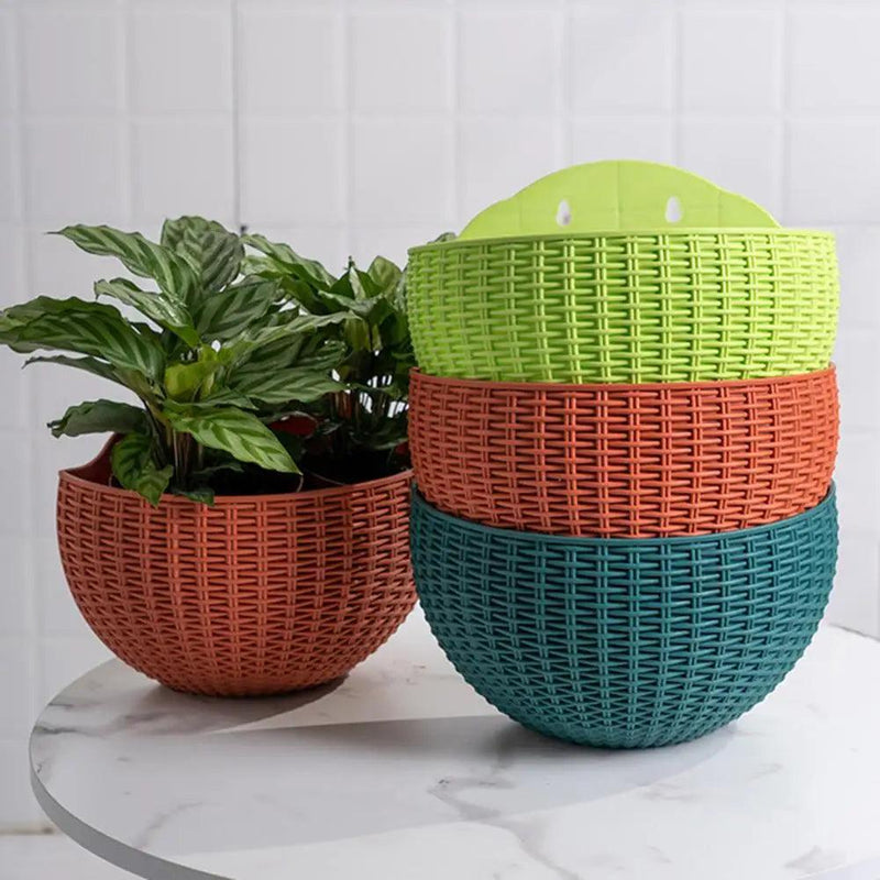 Vaso de plástico semicircular estilo Rattan decoração de parede