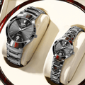 Relógio Quartzo casal Masculino e Feminino, Pulseira em Aço Tungstênio