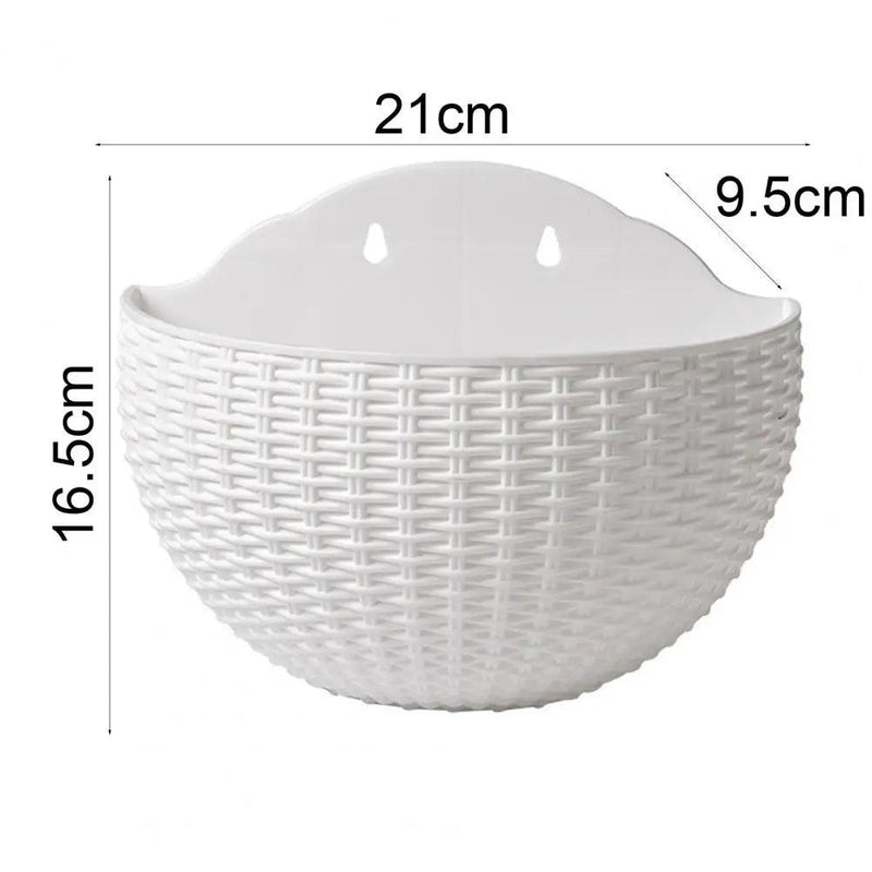 Vaso de plástico semicircular estilo Rattan decoração de parede