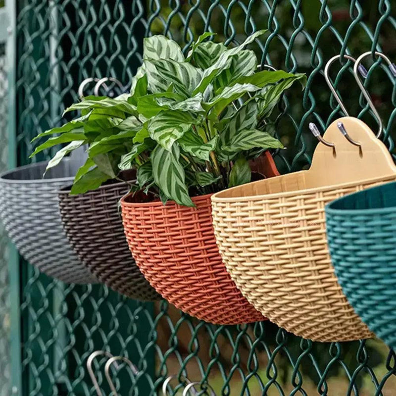 Vaso de plástico semicircular estilo Rattan decoração de parede